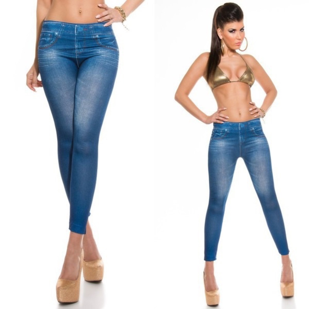 Denim colored leggings, jean jeggings